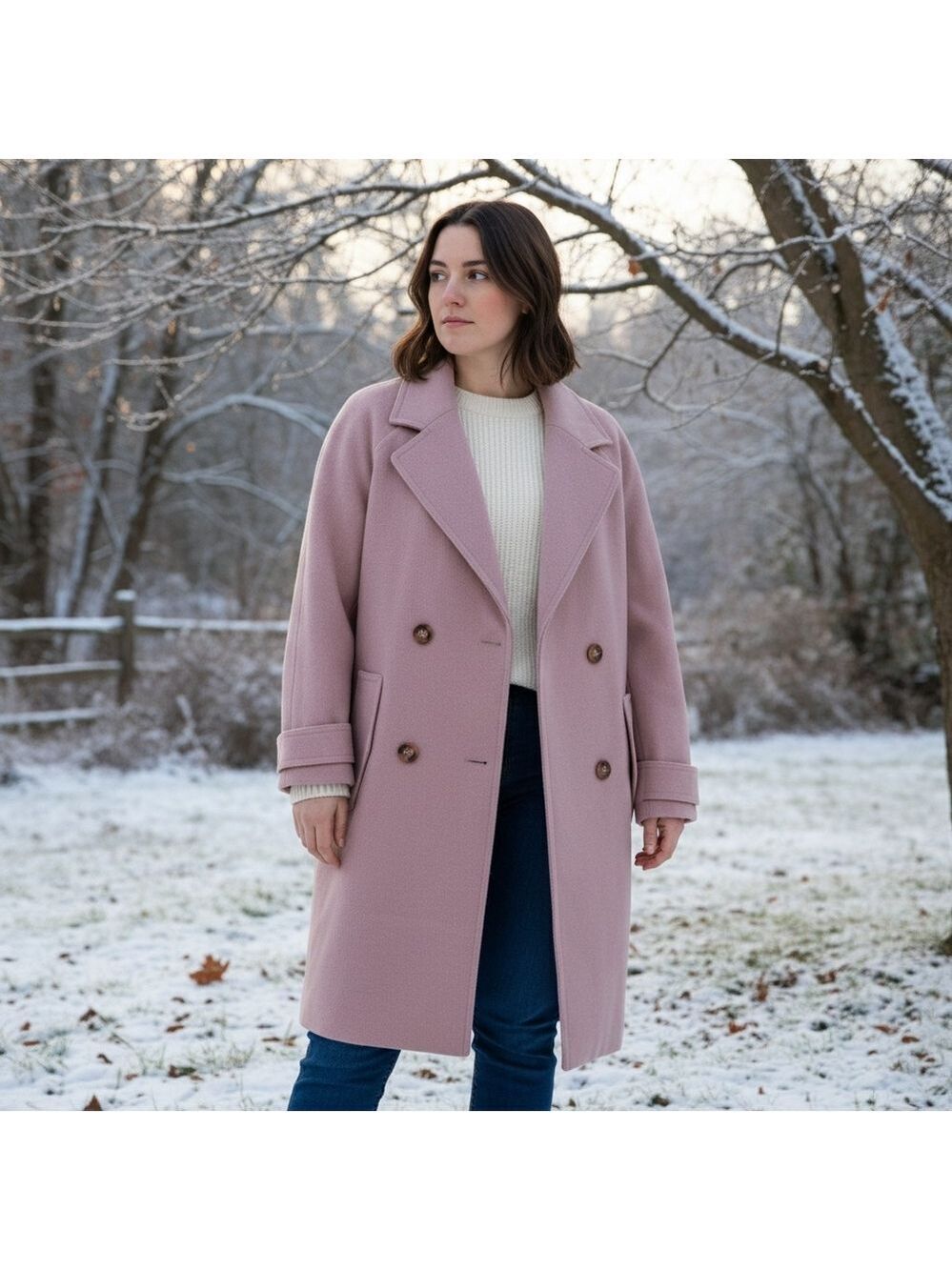Missguided Double Breasted Mauve Pink Pea Coat Size 6
